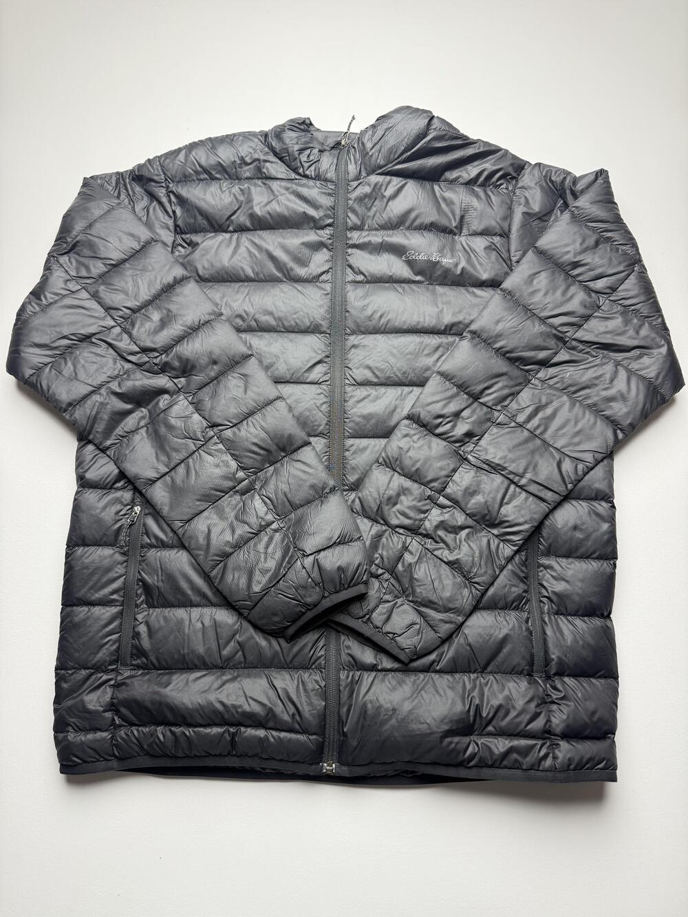 Eddie Bauer Jacket Mens Large Black Puffer Zip Lightweight Insulated Outdoor